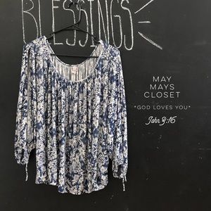 Free People Floral Batwing Flowy Top Shorter xS